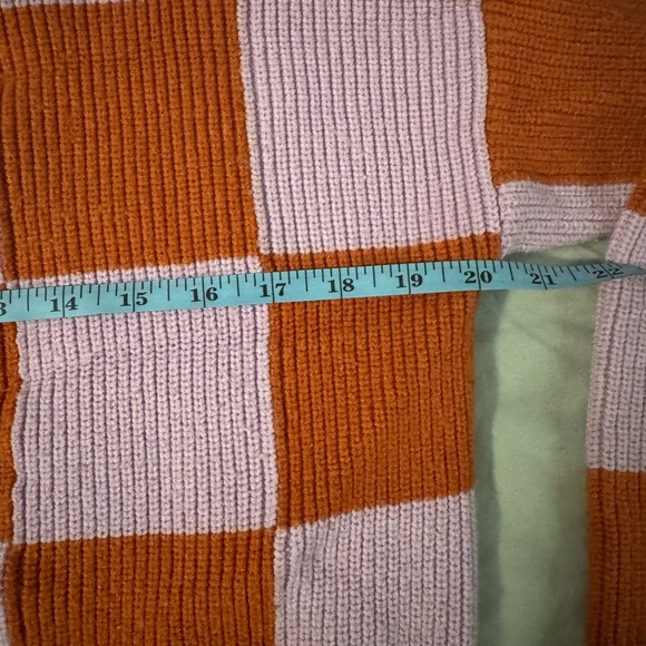 Vibrant Checkered Cardigan in Orange and Purple - Picture 5 of 7